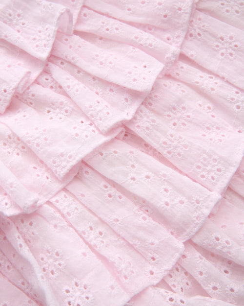 Coquette Cotton Eyelet Ruffles Skirt (Pink) - styling detail - Angel Ruche