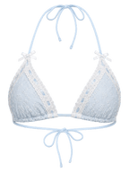 Coquette Cotton Eyelet Bikini Top (Blue)