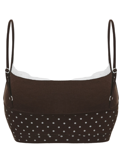 Whimsy Doll Cotton Polka Active Bralette(Brown)