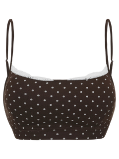 Whimsy Doll Cotton Polka Active Bralette(Brown)
