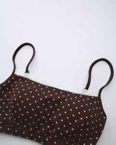 Whimsy Doll Cotton Polka Active Bralette(Brown)