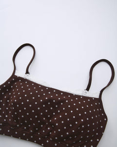 Whimsy Doll Cotton Polka Active Bralette(Brown)