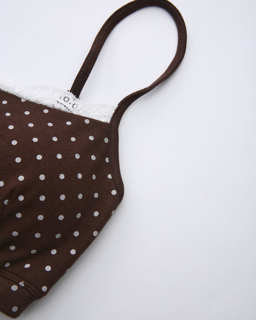 Whimsy Doll Cotton Polka Active Bralette(Brown)