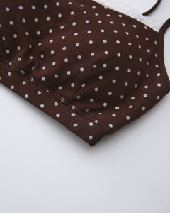 Whimsy Doll Cotton Polka Active Bralette(Brown)