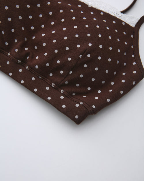 Whimsy Doll Cotton Polka Active Bralette(Brown)