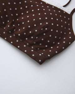 Whimsy Doll Cotton Polka Active Bralette(Brown)