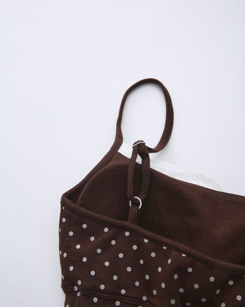 Whimsy Doll Cotton Polka Active Bralette(Brown)