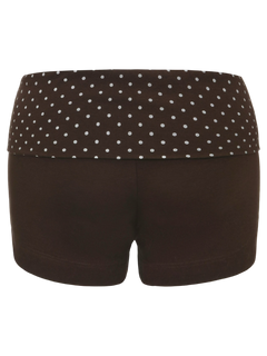 Whimsy Doll Cotton Polka Active Fold Over Shorts(Brown)
