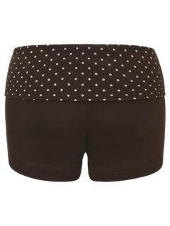 Whimsy Doll Cotton Polka Active Fold Over Shorts(Brown)