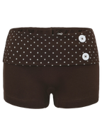 Whimsy Doll Cotton Polka Active Fold Over Shorts(Brown)