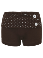 Whimsy Doll Cotton Polka Active Fold Over Shorts(Brown)