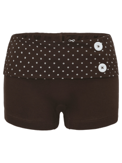 Whimsy Doll Cotton Polka Active Fold Over Shorts(Brown)