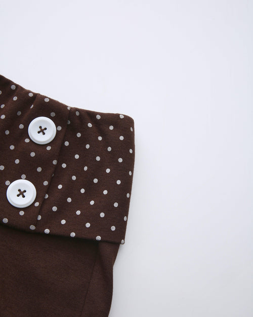 Whimsy Doll Cotton Polka Active Fold Over Shorts(Brown)