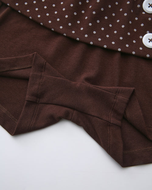 Whimsy Doll Cotton Polka Active Fold Over Shorts(Brown)