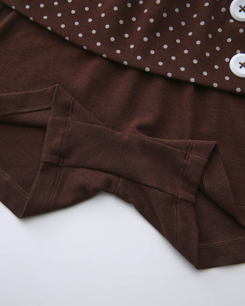 Whimsy Doll Cotton Polka Active Fold Over Shorts(Brown)