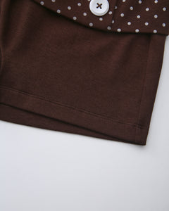 Whimsy Doll Cotton Polka Active Fold Over Shorts(Brown)