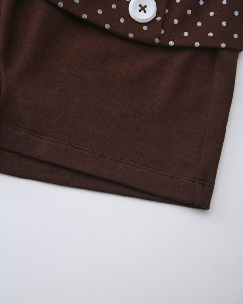Whimsy Doll Cotton Polka Active Fold Over Shorts(Brown)