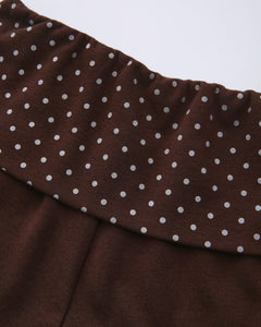 Whimsy Doll Cotton Polka Active Fold Over Shorts(Brown)