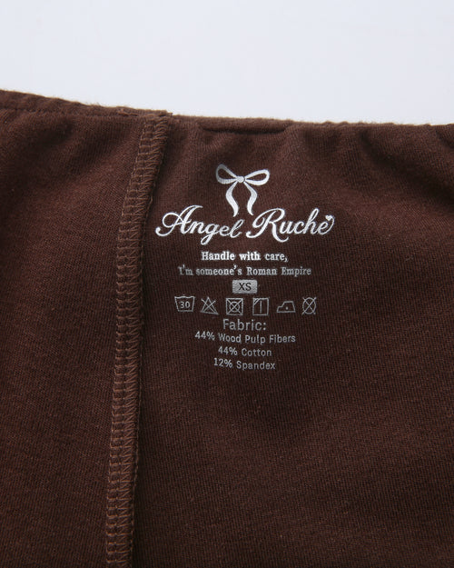 Whimsy Doll Cotton Polka Active Fold Over Shorts(Brown)