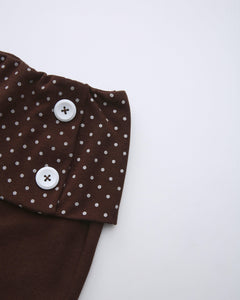 Whimsy Doll Cotton Polka Active Fold Over Capri Pants(Brown)