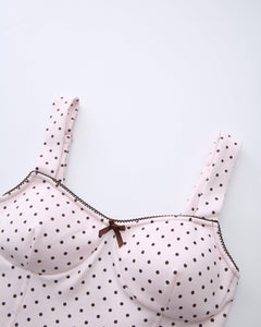 Whimsy Doll Cotton Active Top(Brown Polka)