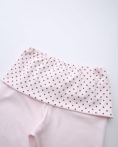 Whimsy Doll Cotton Active Fold over Long Pants (Brown Polka)