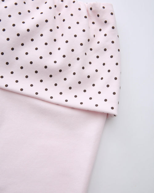 Whimsy Doll Cotton Active Fold over Long Pants (Brown Polka)