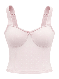 Whimsy Doll Cotton Polka Active Top(White Polka)