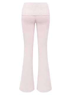 Whimsy Doll Cotton Active Fold over Long Pants (White Polka)