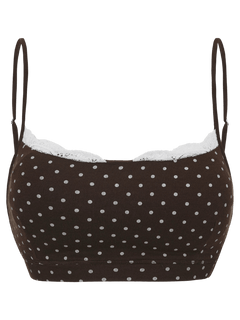 Whimsy Doll Cotton Polka Active Bralette(Brown)