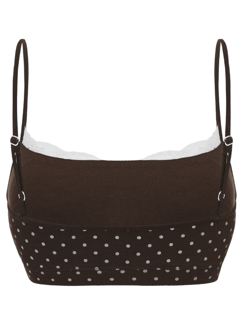Whimsy Doll Cotton Polka Active Bralette(Brown)