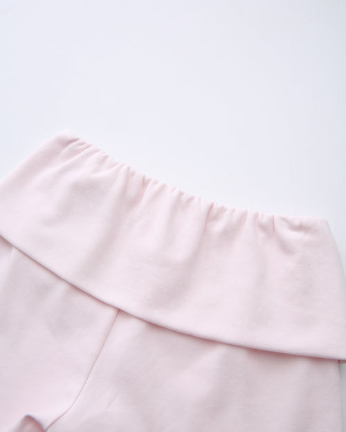 Whimsy Doll Cotton Polka Active Fold Over Shorts(Pink)