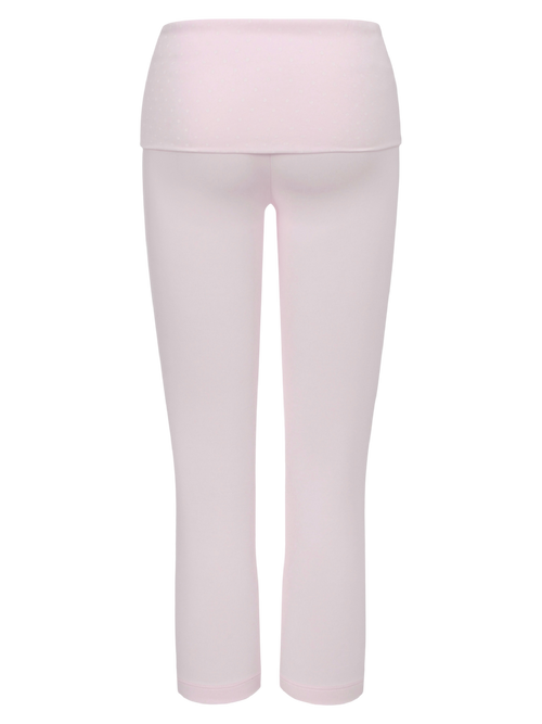 Whimsy Doll Cotton Polka Active Fold Over Capri Pants(Pink)