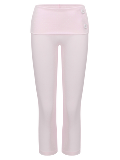Whimsy Doll Cotton Polka Active Fold Over Capri Pants(Pink)