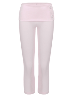 Whimsy Doll Cotton Polka Active Fold Over Capri Pants(Pink)