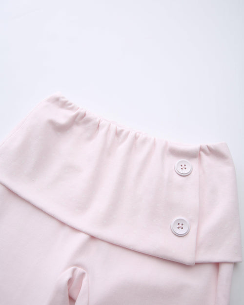Whimsy Doll Cotton Polka Active Fold Over Capri Pants(Pink)