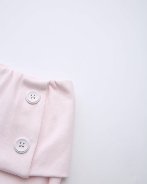 Whimsy Doll Cotton Polka Active Fold Over Capri Pants(Pink)