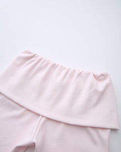 Whimsy Doll Cotton Polka Active Fold Over Capri Pants(Pink)