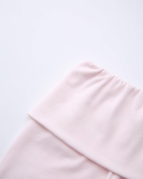 Whimsy Doll Cotton Polka Active Fold Over Capri Pants(Pink)