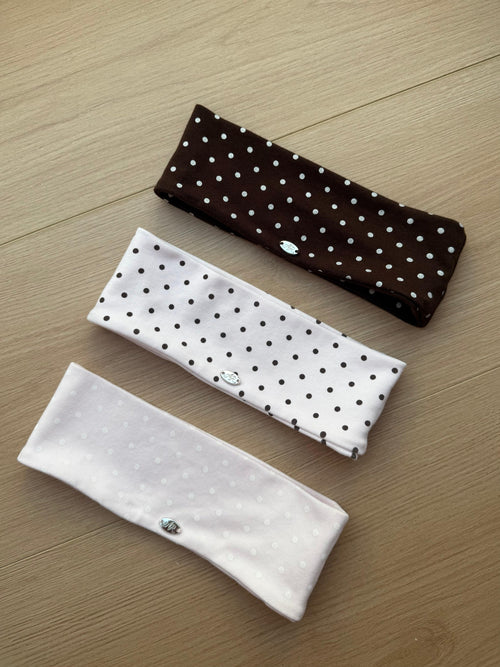 Whimsy Doll Cotton Polka Active Headband(Brown)