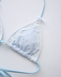Coquette Cotton Eyelet Bikini Top (Baby Blue)