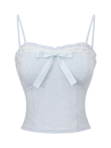 Sweetheart Cotton Polka Dot Pointelle Top (Baby Blue)