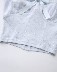 Sweetheart Cotton Polka Dot Pointelle Top (Baby Blue)