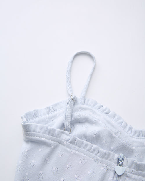 Sweetheart Cotton Polka Dot Pointelle Top (Baby Blue)