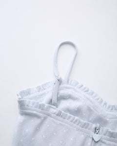 Sweetheart Cotton Polka Dot Pointelle Top (Baby Blue)