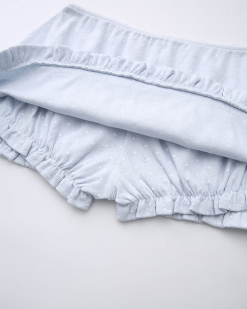 Sweetheart Cotton Polka Dot Pointelle Skirt (Baby Blue)