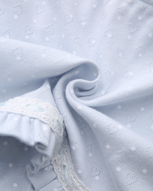 Sweetheart Cotton Polka Dot Pointelle Skirt (Baby Blue)