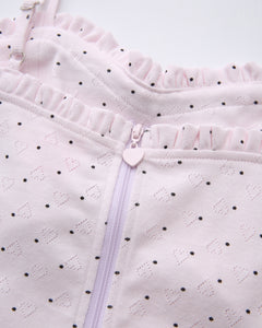 Sweetheart Cotton Polka Dot Pointelle Set (Pink)