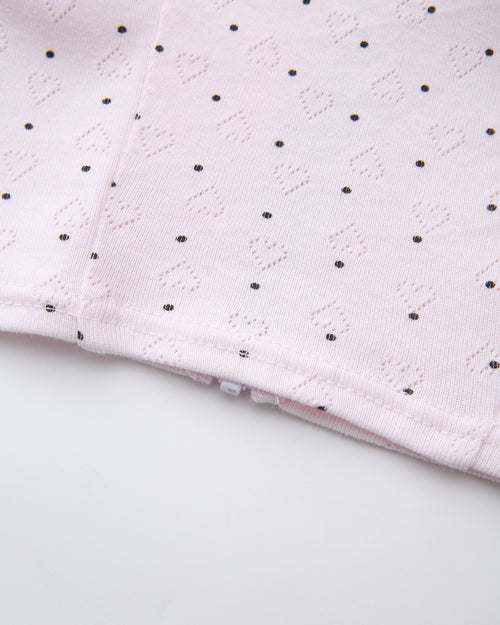 Sweetheart Cotton Polka Dot Pointelle Top (Pink)