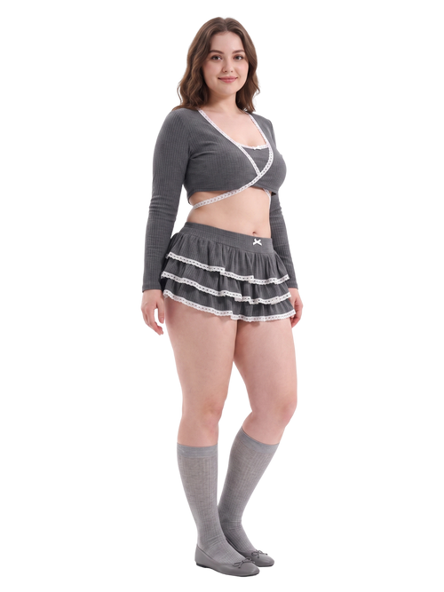 Ballerina Bliss Ruffle Mini Skirt (Grey)